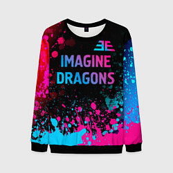 Свитшот мужской Imagine Dragons - neon gradient: символ сверху, цвет: 3D-черный