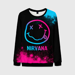 Свитшот мужской Nirvana - neon gradient, цвет: 3D-черный