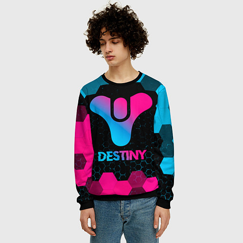 Мужской свитшот Destiny - neon gradient / 3D-Черный – фото 3