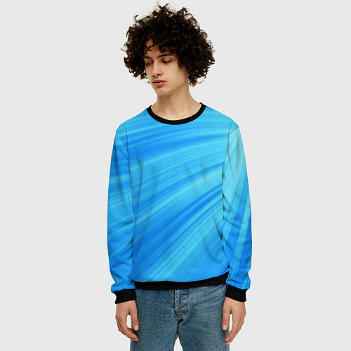 Мужской свитшот Бирюзовые солнечные лучи / 3D-Черный – фото 3