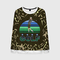 Свитшот мужской Игрок в гольф замахивается, цвет: 3D-белый