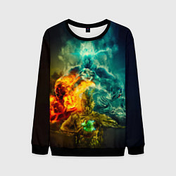 Свитшот мужской 4 элемента - природные стихии, цвет: 3D-черный