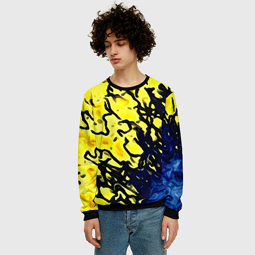 Мужской свитшот Клякса и краски / 3D-Черный – фото 3