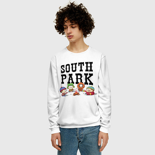 Мужской свитшот South park кострёр / 3D-Белый – фото 3