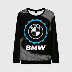 Свитшот мужской BMW в стиле Top Gear со следами шин на фоне, цвет: 3D-черный