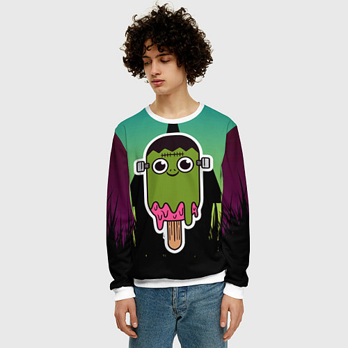 Мужской свитшот Мороженое - зомби / 3D-Белый – фото 3
