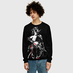 Свитшот мужской Кибер девушка самурай, цвет: 3D-черный — фото 2