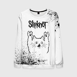 Свитшот мужской Slipknot рок кот на светлом фоне, цвет: 3D-белый