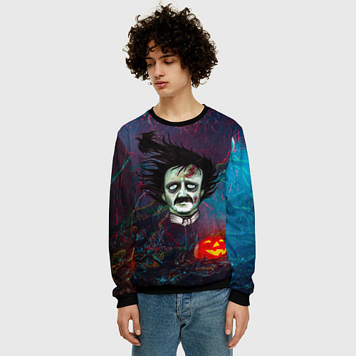 Мужской свитшот Голова зомби / 3D-Черный – фото 3