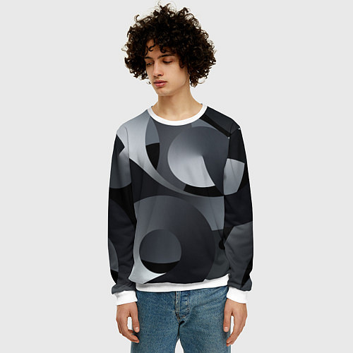 Мужской свитшот Спирали абстракция / 3D-Белый – фото 3