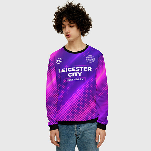 Мужской свитшот Leicester City legendary sport grunge / 3D-Черный – фото 3