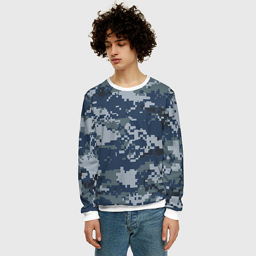 Мужской свитшот Камуфляж Росгвардия цифра / 3D-Белый – фото 3