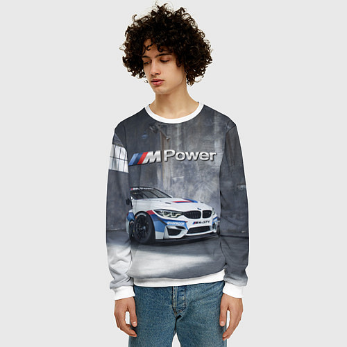 Мужской свитшот BMW M4 GT4 - racing team - motorsport / 3D-Белый – фото 3