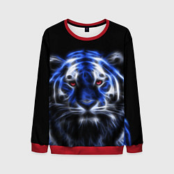 Свитшот мужской Синий неоновый тигр, цвет: 3D-красный