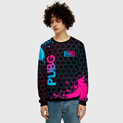 Свитшот мужской PUBG - neon gradient: надпись, символ, цвет: 3D-черный — фото 2