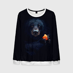Свитшот мужской Медведь с морковкой, цвет: 3D-белый