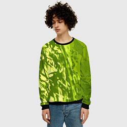 Свитшот мужской Зеленый абстрактный камуфляж, цвет: 3D-черный — фото 2