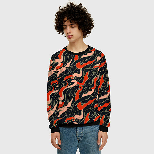 Мужской свитшот Japanese pattern / 3D-Черный – фото 3