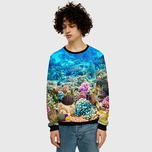 Мужской свитшот Дно морское / 3D-Черный – фото 3