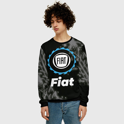 Мужской свитшот Fiat в стиле Top Gear со следами шин на фоне / 3D-Черный – фото 3