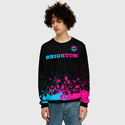 Свитшот мужской Brighton - neon gradient: символ сверху, цвет: 3D-черный — фото 2