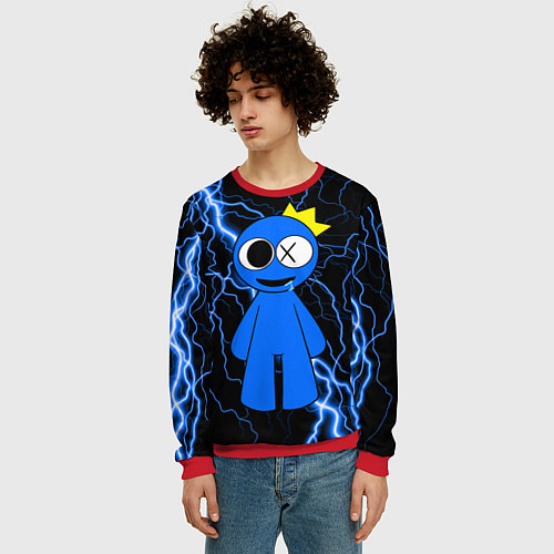 Мужской свитшот Радужные друзья Синий молния / 3D-Красный – фото 3