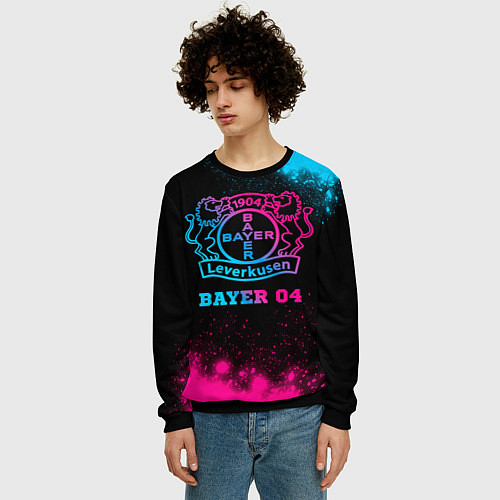 Мужской свитшот Bayer 04 - neon gradient / 3D-Черный – фото 3