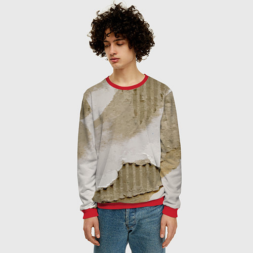 Мужской свитшот Рваный гофрированный картон - Milano / 3D-Красный – фото 3