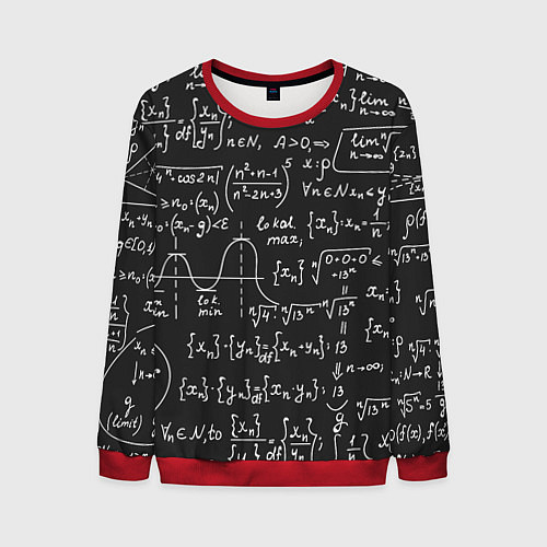 Мужской свитшот Геометрические формулы / 3D-Красный – фото 1
