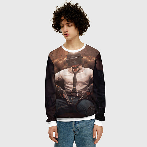 Мужской свитшот PlаyerUnknowns Battlegrounds / 3D-Белый – фото 3