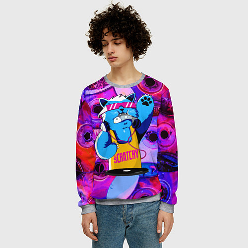Мужской свитшот DJ Scratchy in pink glasses / 3D-Меланж – фото 3