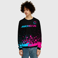 Свитшот мужской Among Us - neon gradient: символ сверху, цвет: 3D-черный — фото 2