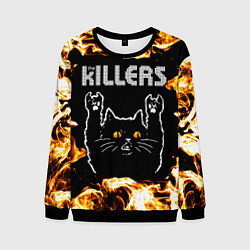 Свитшот мужской The Killers рок кот и огонь, цвет: 3D-черный