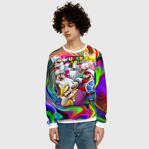 Мужской свитшот Super Mario - Gaming aesthetics - Collage / 3D-Белый – фото 3