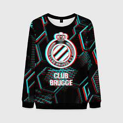 Свитшот мужской Club Brugge FC в стиле glitch на темном фоне, цвет: 3D-черный