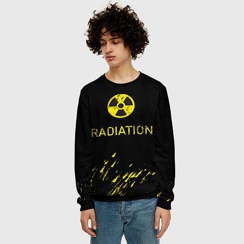Мужской свитшот Radiation - радиационная опасность / 3D-Черный – фото 3