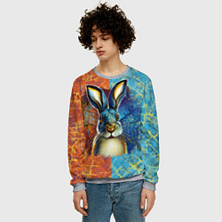 Свитшот мужской Огненный новогодний кролик, цвет: 3D-меланж — фото 2