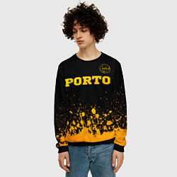 Свитшот мужской Porto - gold gradient: символ сверху, цвет: 3D-черный — фото 2