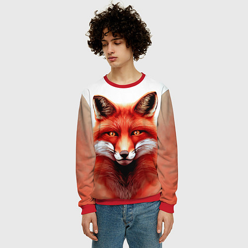 Мужской свитшот Пламенный лис / 3D-Красный – фото 3