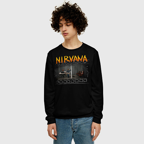 Мужской свитшот Nirvana отрывок / 3D-Черный – фото 3