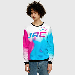 Свитшот мужской JAC neon gradient style: символ сверху, цвет: 3D-черный — фото 2