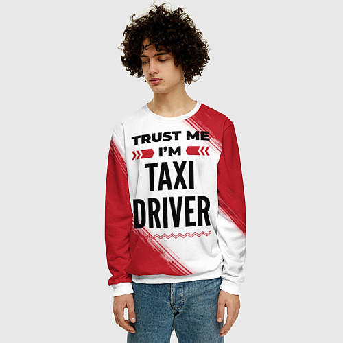 Мужской свитшот Trust me Im taxi driver white / 3D-Белый – фото 3