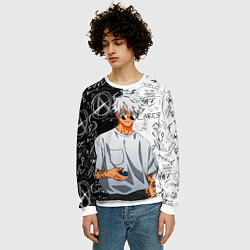 Свитшот мужской Сатору Годжо в очках - магическая битва, цвет: 3D-белый — фото 2