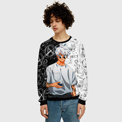 Свитшот мужской Сатору Годжо в очках - магическая битва, цвет: 3D-черный — фото 2