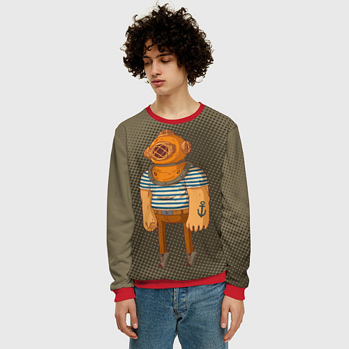 Мужской свитшот Моряк-водолаз / 3D-Красный – фото 3