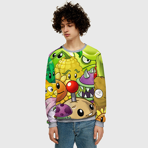 Мужской свитшот Растения против зомби / 3D-Меланж – фото 3