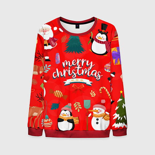 Мужской свитшот Merry christmas art / 3D-Красный – фото 1