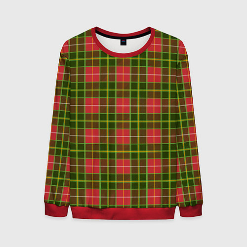 Мужской свитшот Ткань Шотландка красно-зелёная / 3D-Красный – фото 1