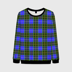 Свитшот мужской Ткань Шотландка сине-зелёная, цвет: 3D-черный