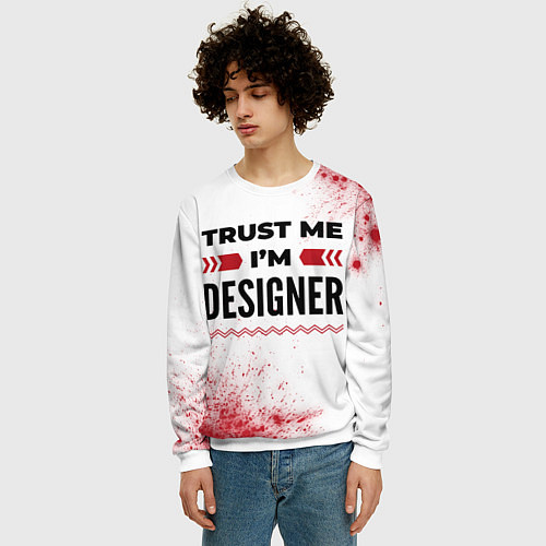 Мужской свитшот Trust me Im designer white / 3D-Белый – фото 3